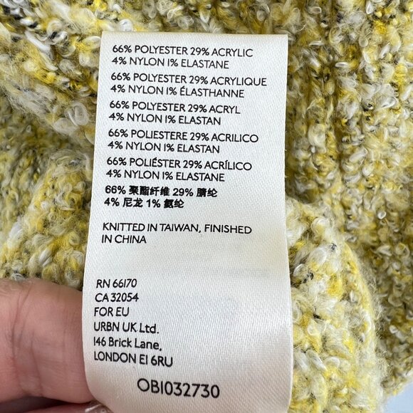 Free People BFF Sweater Cowl Neck Textured Oversized Quince Yellow Green Size XS - Picture 9 of 13